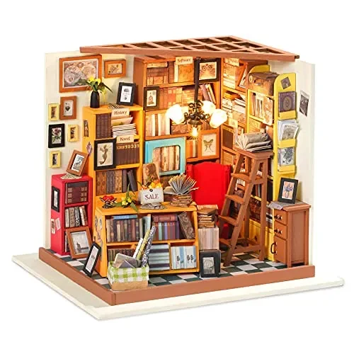 RoWood DIY Miniature Dollhouse Kit, 1:24 Scale Tiny House Building Kits – Sam’s Study