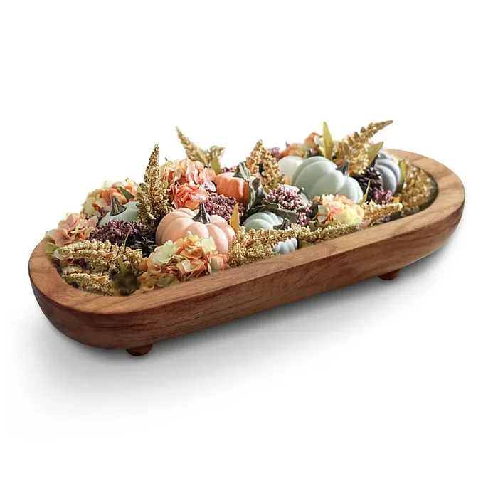 Rustic Handcrafted Wooden Dough Bowl for Decor – Wooden Bowls Decorative, Organic Modern Style, Decor Bowl, Centerpiece Bowl Four Legged Base Artisan Crafted Dough Bowl for Stylish Home Kitchen Decor