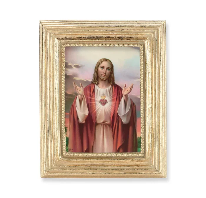 Sacred Heart of Jesus Gold Framed Print – 2-1/2″ X 3-1/2″
