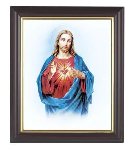 Sacred Heart of Jesus Picture in Walnut Frame – 8″ X 10″