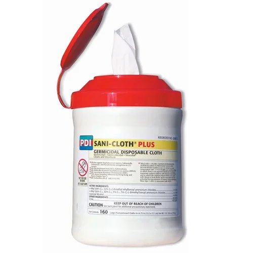 Sani-Cloth Plus Classic Disinfectant Wipes, Hospital Grade, 6 x 6.75 Tub/160 Count