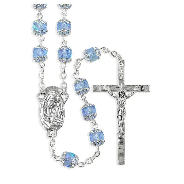 Saphire Crystal Glass Bead Rosary