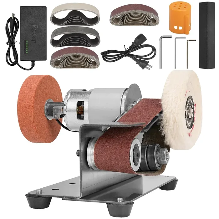 Sbestily Multifunctional Electric Knife and Tool Sharpener, 7-Adjustable Speed Knife Making Belt Grinder Knife Sharpening System – For Hunting,