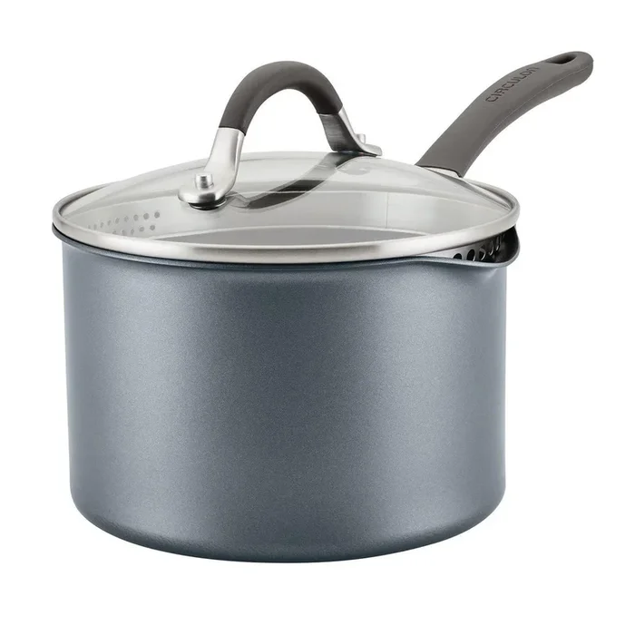 ScratchDefense Extreme Non-Stick Straining Saucepan & Lid – 18cm