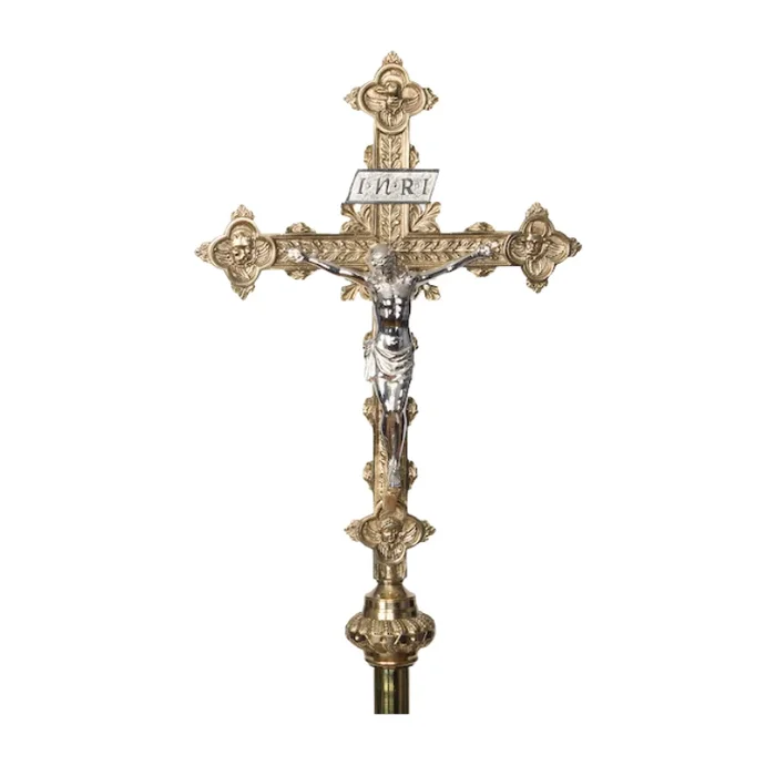 Silver Plated Corpus Processional Crucifix