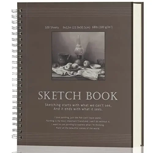 Sketch Book 9×12 – Sketchbook for Drawing – 100 Sheets (68 lb/100gsm),Drawing Pad with Sided Spiral Bound, Sketch Pads for Drawing for Adults for