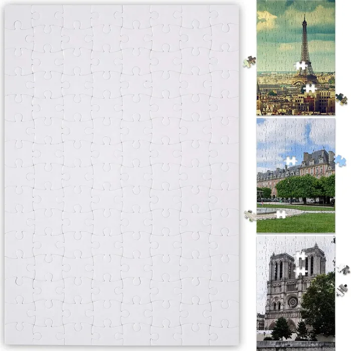 Skylety 12 Sets Sublimation Puzzle Blanks Bulk 120 Pieces A4 Jigsaw Puzzle DIY Thermal Transfer Puzzle Custom Puzzle for Heat Press Printing Crafts
