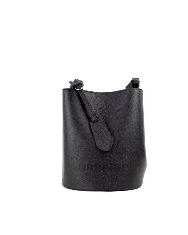 Small Leather Bucket Bag Black