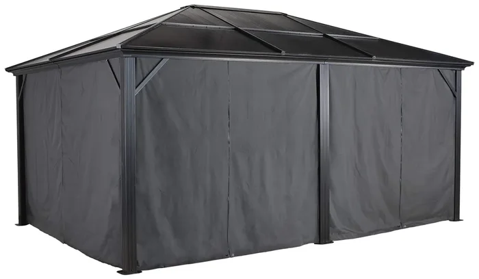 Sojag 135-4154917 Spun Polyester Gazebos Curtains for Meridian Hard Top Sun Shelter, 12′ x 16′, Grey