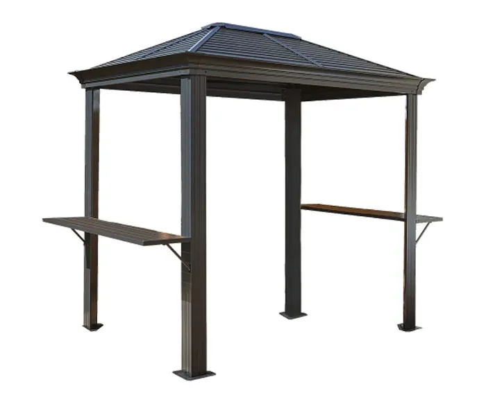 Sojag 5′ x 8′ Mykonos BBQ Grill Gazebo Outdoor Weather-Resistant Aluminum Frame Shelter Dark Grey