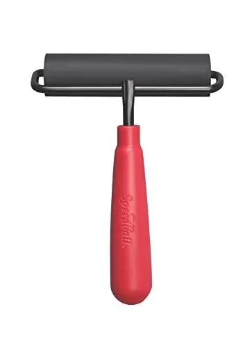 Speedball 4121 Deluxe Hard Rubber Brayer – 80 Durometer Roller With Wire Frame – 4 Inches