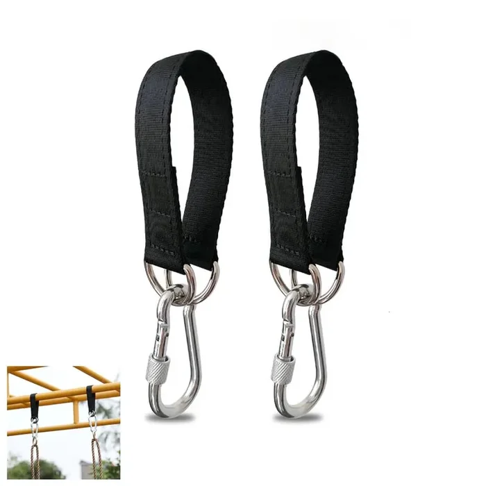 SquEqu 2 Pack Tree Swing Straps Hanging Kit 50cm 400lbs Heavy Duty Belt with Safer Lock Snap Hook Clip Carabiner Connector for Hammock Punching Bag Swings Chair Seat Gym Bar Handle Cable Outdoor