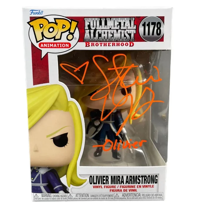 Stephanie Young Signed Funko POP Fullmetal Alchemist Brotherhood Olivier Mira JSA