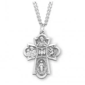 Sterling Silver Medium 4-Way Cross with Holy Spirit
