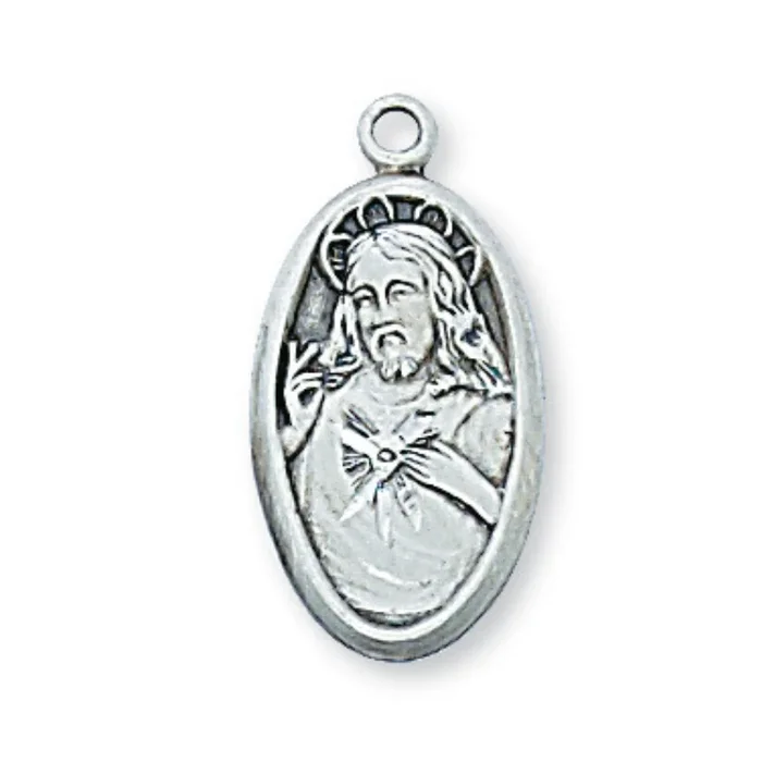 Sterling Silver Sacred Heart of Jesus Scapular Medal with 18″ Chain ...