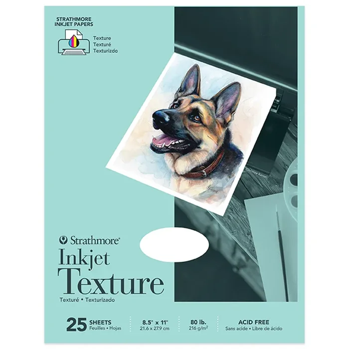 Strathmore 59-701 Textured Inkjet Paper, 8.5″x11″, 25 Sheets , White, Packaging May Vary
