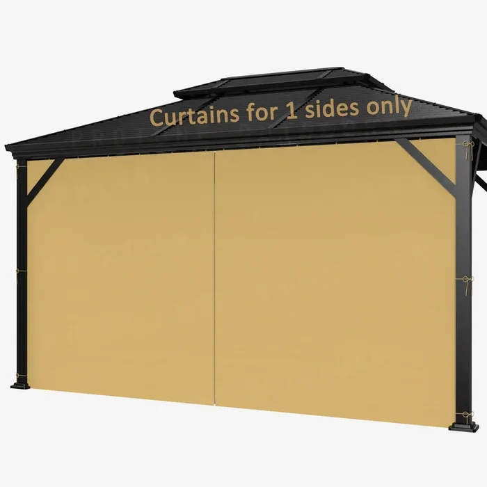 SunCula Replacement 12′- One Panel Gazebo Curtain waterproof, Universal Privacy Shade Curtains Side Wall with Zipper for Patio, Backyard, Garden 10’x12′ or 12’x12’Outdoor Gazebo -Khaki(Only curtains)