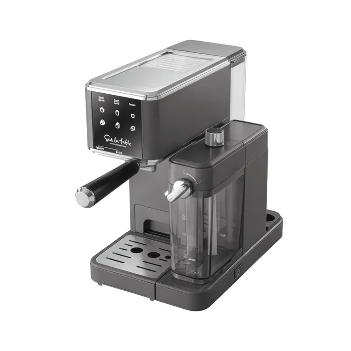 SUR LA TABLE KITCHEN ESSENTIALS 6-IN-1 Espresso Maker – Brew Lattes, Cappuccinos and Single or Double Espressos, Automatic Milk Frother and Digital LED Touchscreen Display, 1350w