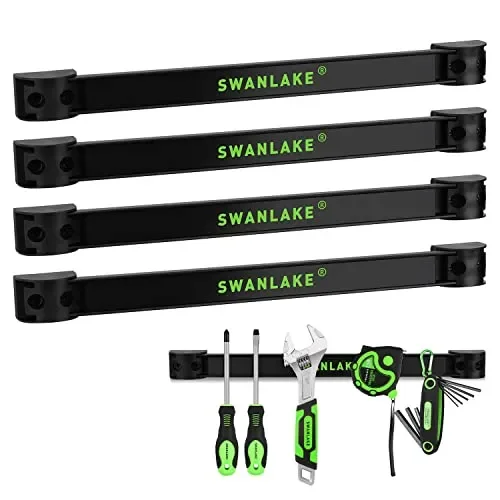 SWANLAKE 12″ Magnetic Tool Holder Strip,Metal Tool Magnet Bar for Garage Organization(4PCS)
