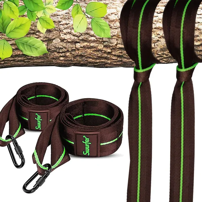Swurfer Tree Swing Hammock Straps –Hanging Kit for Hammock, Tree Swings, Durable, Weatherproof, Rust Free, Secure Lock Snap Carabiners Included, Weight Limit 2200 lbs Per Strap (3 Feet – 2 Straps)