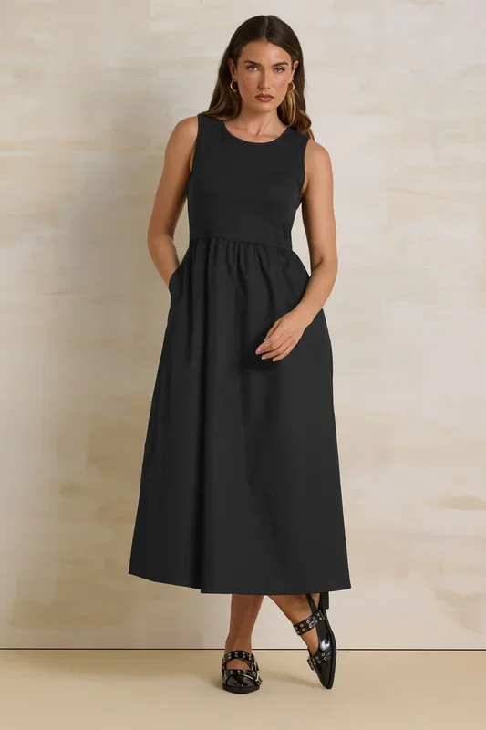 Tall Jersey & Woven Midi Dress