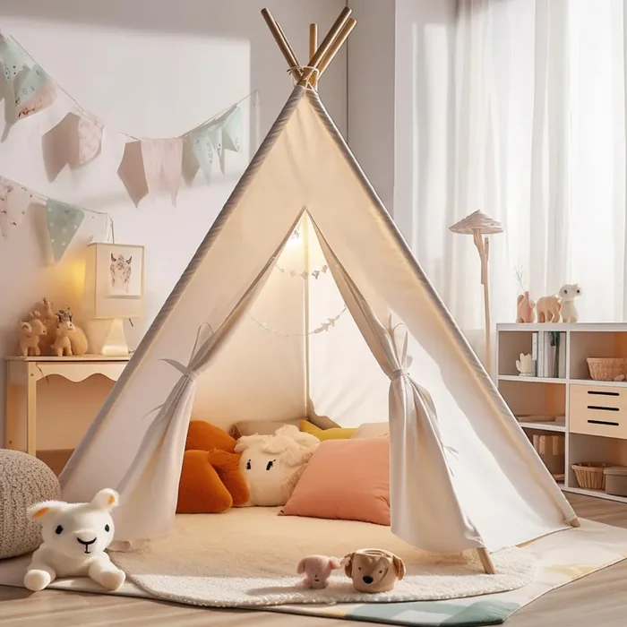 Teepee Tent for Kids, Cotton Kids Tent Indoor, Sleepover Play Tent, Kids Teepee Tent, Party Tents for Kids Indoor for Parties, Teepee Tent for Boys,