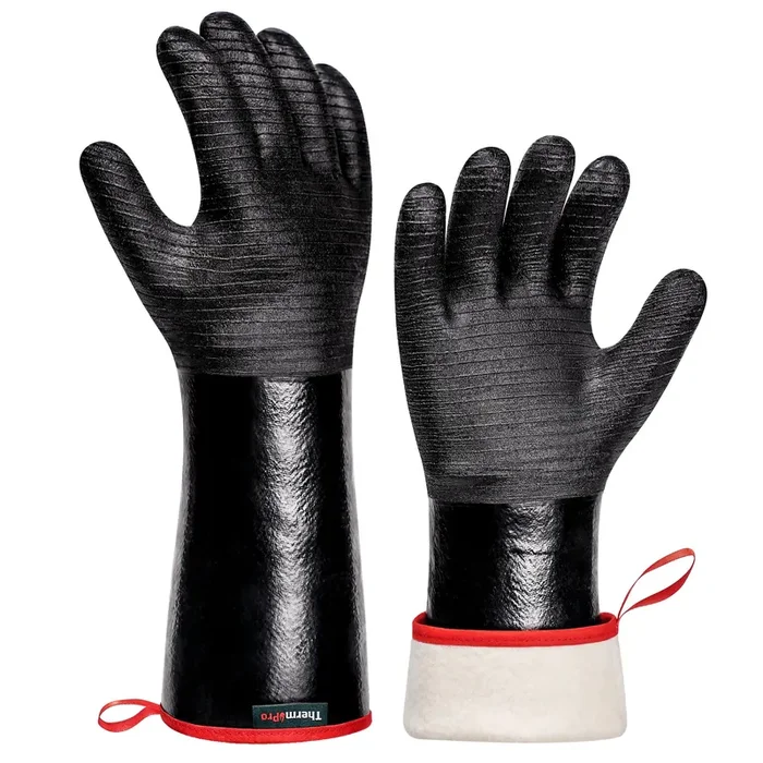 ThermoPro BBQ Gloves Oven Gloves, 932°F Heat Resistant Gloves for Cooking, 14″ Waterproof Grilling Gloves for Men/Women, Non-Slip Neoprene Fire Gloves for Fire Pit BBQ Smoker Accessories
