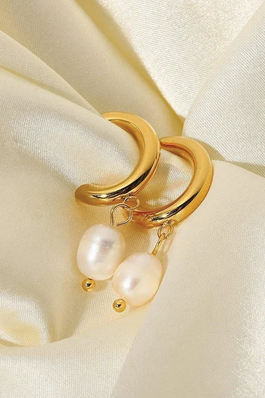 Thick 18K Gold Freshwater Earrings
