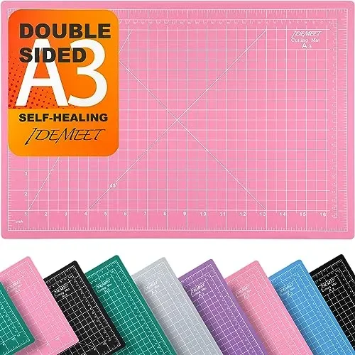 Thickened 18″x12″ Self Healing Cutting Mat, Idemeet Rotary Cutting Sewing Mat for Crafts, 5-Ply Blade Table Protector Cut Board for Fabric Leather