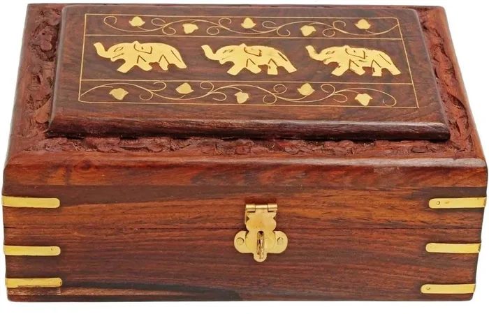 TOSQP27 Gifts Jewelry Box Safe Elephant Rosewood Hand Carved Lovely Gift for Men Women Girls Mom Mother Sister Unique Artisan 8 Inches