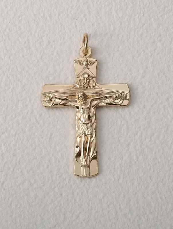 Trinity Crucifix – Large 3″ Gold Plated