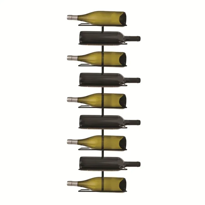 True Align Wall-Mounted Wine Rack, Black Wrought Iron, Minimalist Modern Wine Display, Alcohol Storage Solution, Holds Nine Standard Wine Bottles, 37.75″ x 9.75″