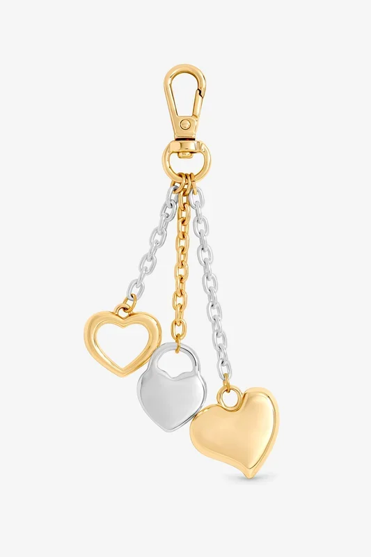 Two Tone Plated Heart Bag Charm