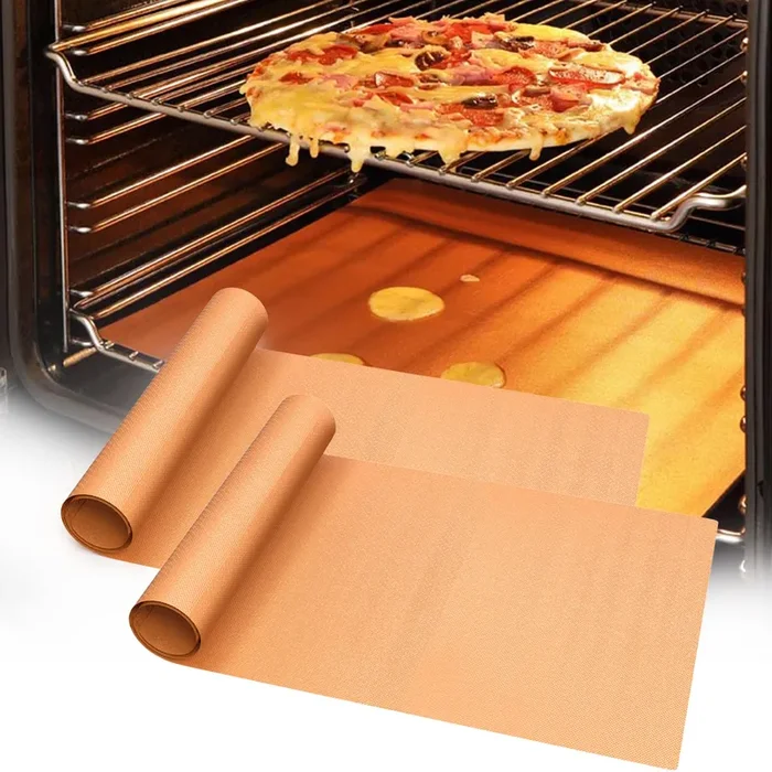 UBeesize 2 Pack Thickened Copper Oven Liners for Bottom of Oven BPA & PFOA Free, Reusable 16×24 Inch Heavy Duty Non Stick Teflon Oven Mats, Fit Electric Gas Toaster Convection Microwave Ovens Grills