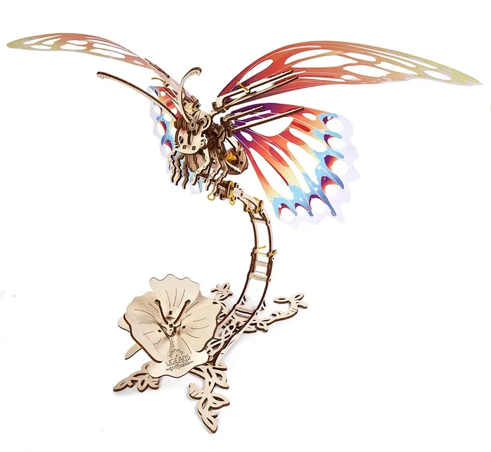 Ugears Butterfly 3D Mechanical Model Self-Assembling Wooden Miniature DIY Set Wooden Box Brainteaser