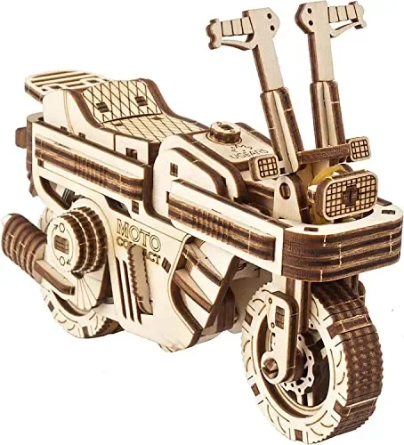 UGEARS Wood Motorcycle Model Kit – Moto Compact Folding Scooter 3D Puzzles for Adults – 3D Puzzle Model Kits for Adults (Rides 6 feet) –