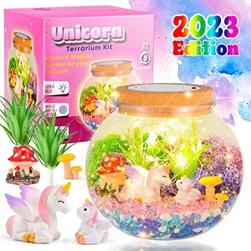 Unicorn Gifts for Girls – Light up Unicorn Terrarium Kit for Kids – DIY Unicorn Arts & Crafts Toy – Birthday Gifts for Kids Age 5 6 7 8-12 Year Old