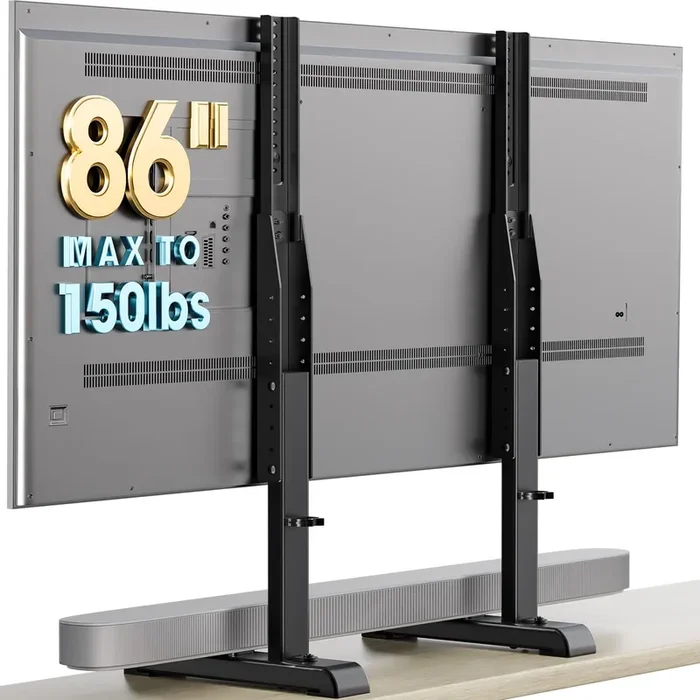 Universal TV Stand, Table Top TV Stand Base Replacement for Most 37 to 86 Inch LCD LED TVs, 7 Height Adjustable TV Legs with Cable Management Hold up to 150lbs, Max VESA 800x600mm, Black AX10TB01