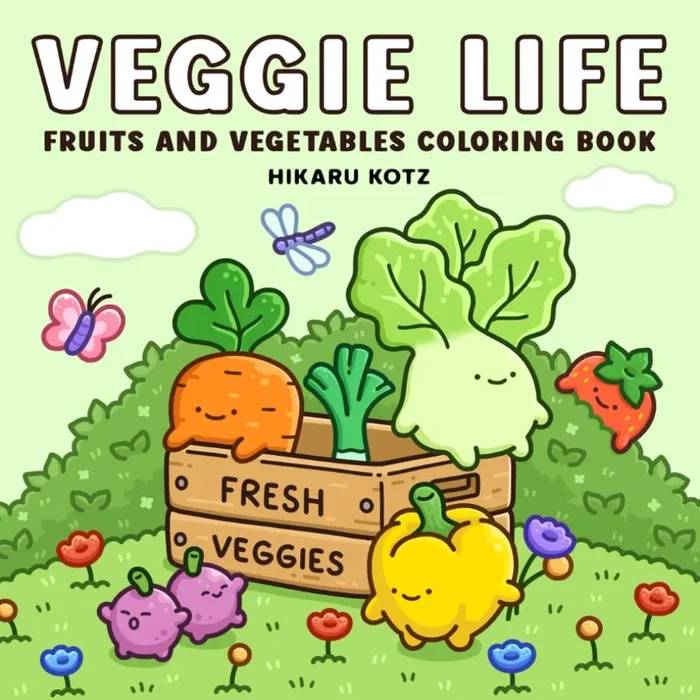 Veggie Life: Fruits and Vegetables Coloring Book for Adults and Teens