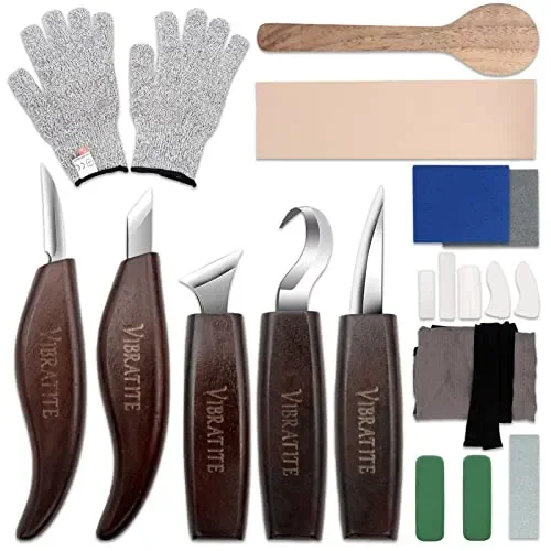 VIBRATITE Wood Carving Tools Set – Wood Carving Kit with Detail Wood Knife, Woodworking Whittling Kit for Beginners, DIY