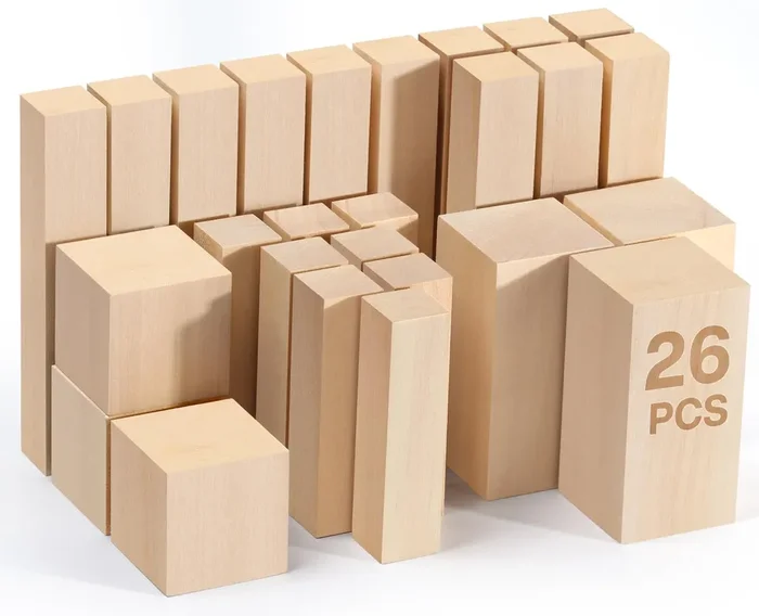 WEEKSUN 26PCS Basswood Carving Blocks, Whittling Wood Blocks, Wood Carving Kit with 4 Different Sizes, Easy to Use for Wood Carving and Wood Crafts, for Kids and Adults