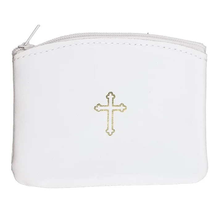 White Leather Rosary Case – Small