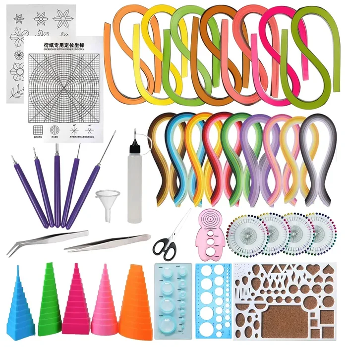 Woohome 33 PCS Paper Quilling Strips Set with 17 PCS Quilling Tools, 16 Color 1600 Strips Quilling Paper with Quilling Pen, Paper Art Quilling for Crafts, Home Decoration