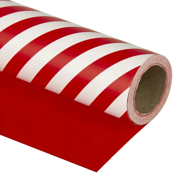 WRAPAHOLIC 30 Inch Reversible Wrapping Paper – Jumbo Roll Red and Stripes Design for Birthday, Holiday, Wedding, Baby Shower Wrap – 30 inch x 33 feet