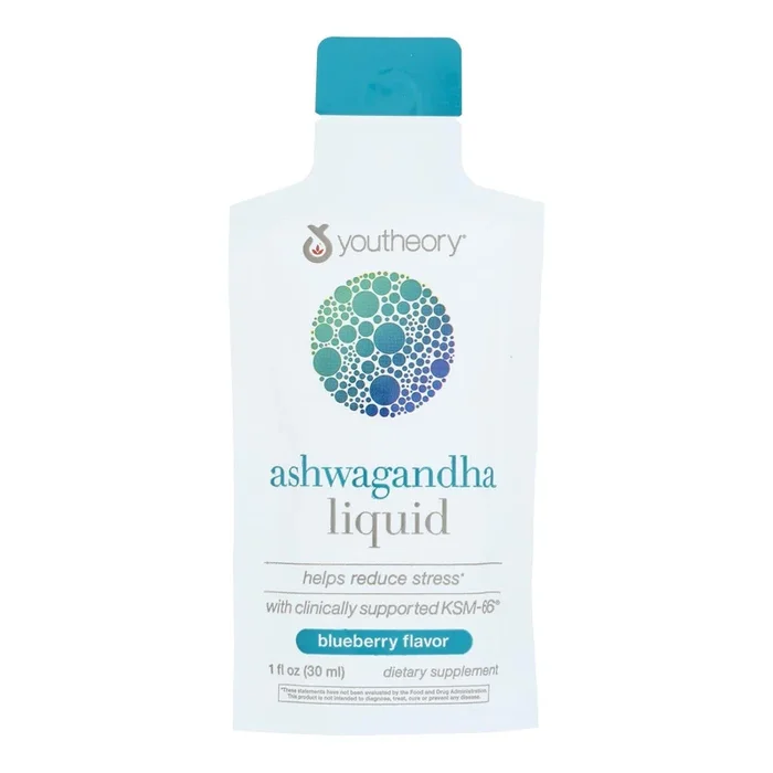 Youtheory Liquid Ashwagandha Blueberry – 12 Pack, 1 Fl Oz