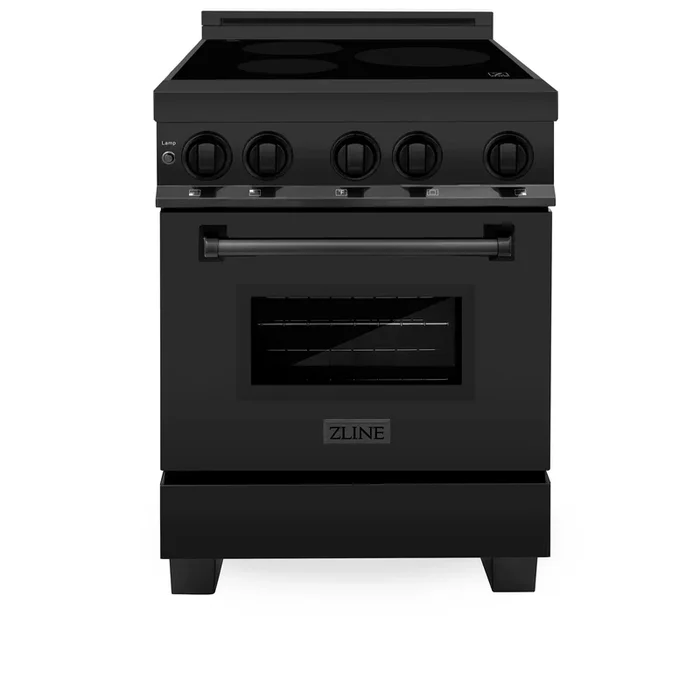 ZLINE 24″ 2.8 cu. ft. Induction Range with a 4 Element Stove and Electric Oven in Black Stainless Steel, RAIND-BS-24