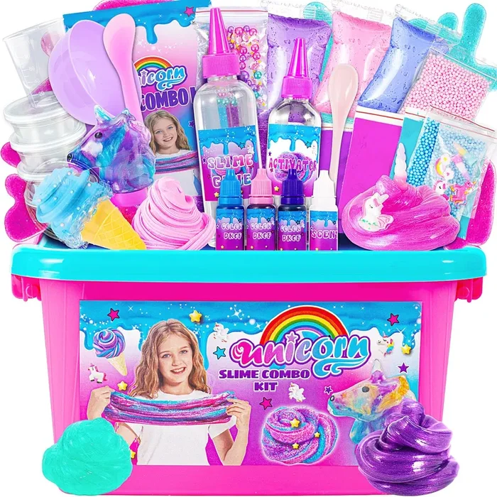 ZOnFRTO Mini Unicorn Slime Kit for Girls – Glimmer Crunchy, Butter, and Galaxy Slime for Kids 6-12 – Party Favors for Children